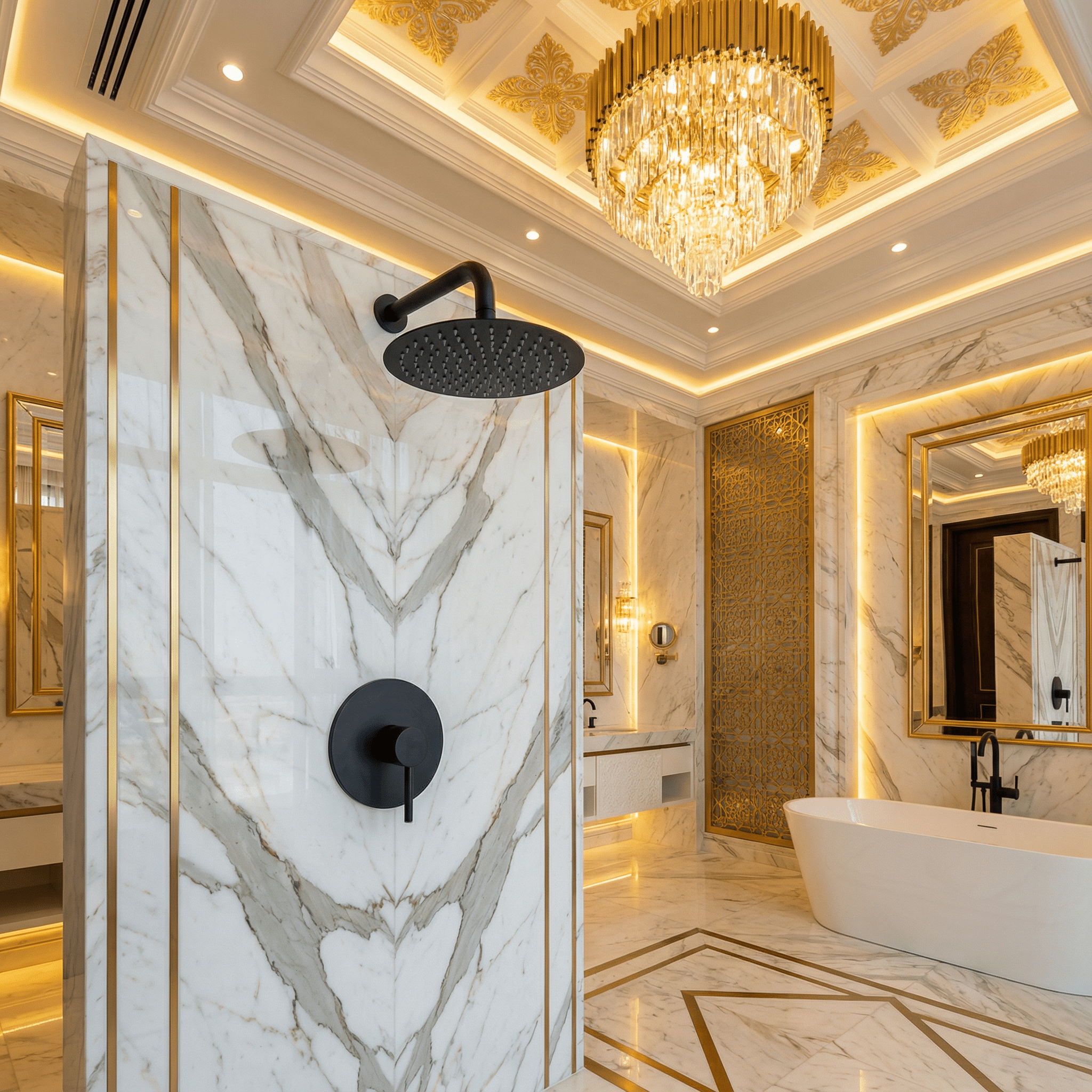 Modern Black Rain Shower Set – Wall Mounted 1 - Outlet Mixer - Wall Mounted Rain Shower SetBathroomLux