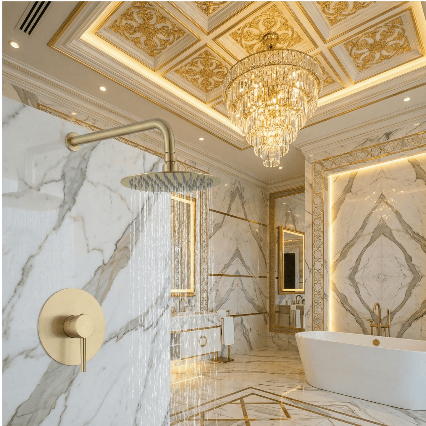 Modern Black Rain Shower Set – Wall Mounted 1 - Outlet Mixer - Wall Mounted Rain Shower SetBathroomLux