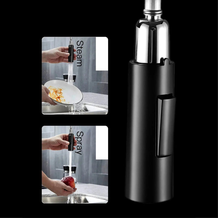 Modern Brass Kitchen Faucet – Light Luxury Pull - Out Hot & Cold Mixer Tap - Modern Brass Kitchen FaucetBathroomLux