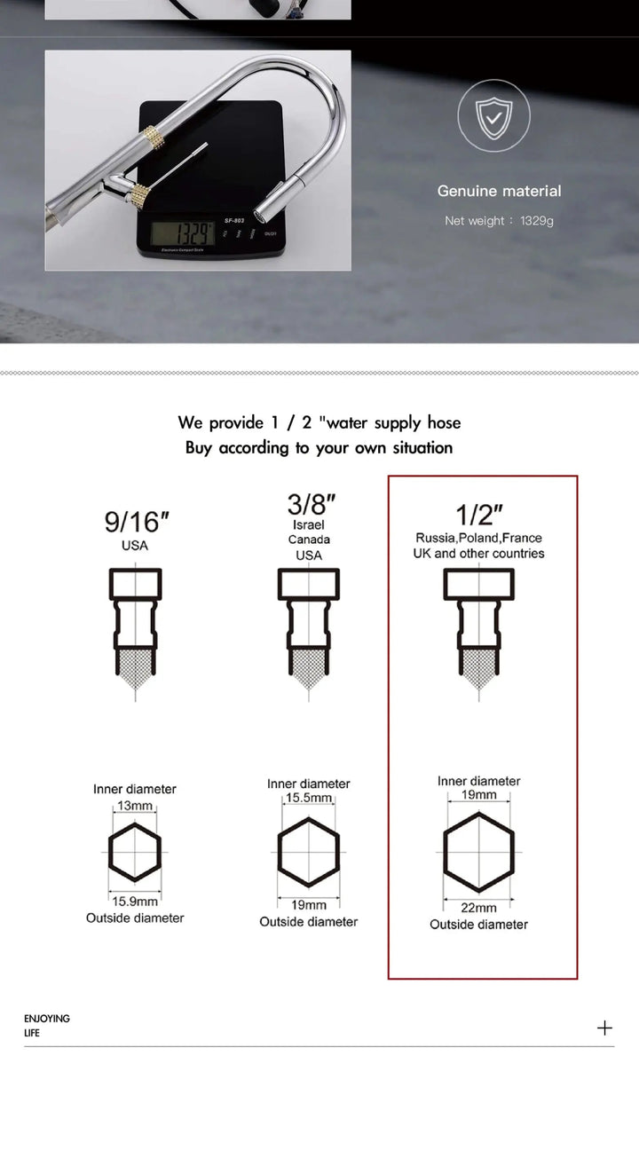 Modern Brass Kitchen Faucet – Light Luxury Pull - Out Hot & Cold Mixer Tap - Modern Brass Kitchen FaucetBathroomLux