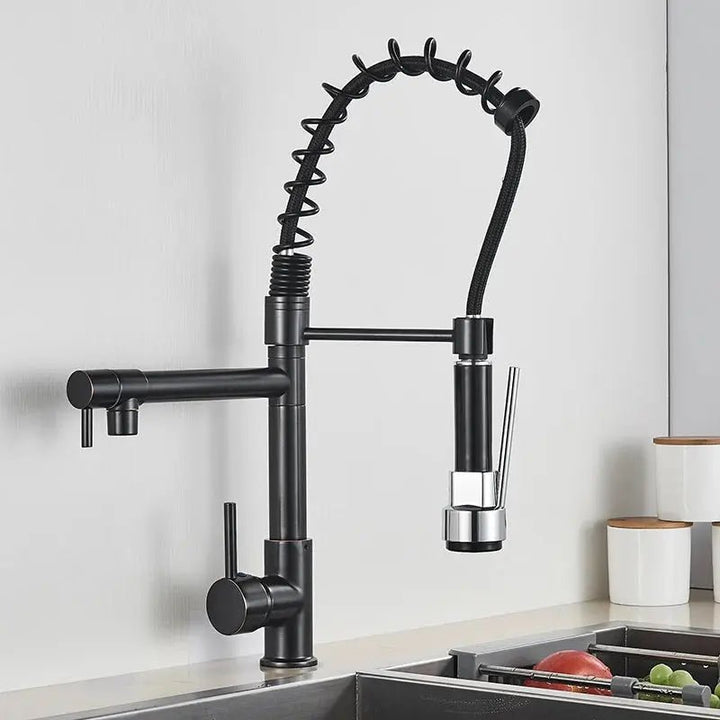 Modern Brass Kitchen Tap – 360° Swivel, Hot & Cold Mixer, Pull - Down Spray - Kitchen Mixer Tap – 360° SwivelBathroomLux