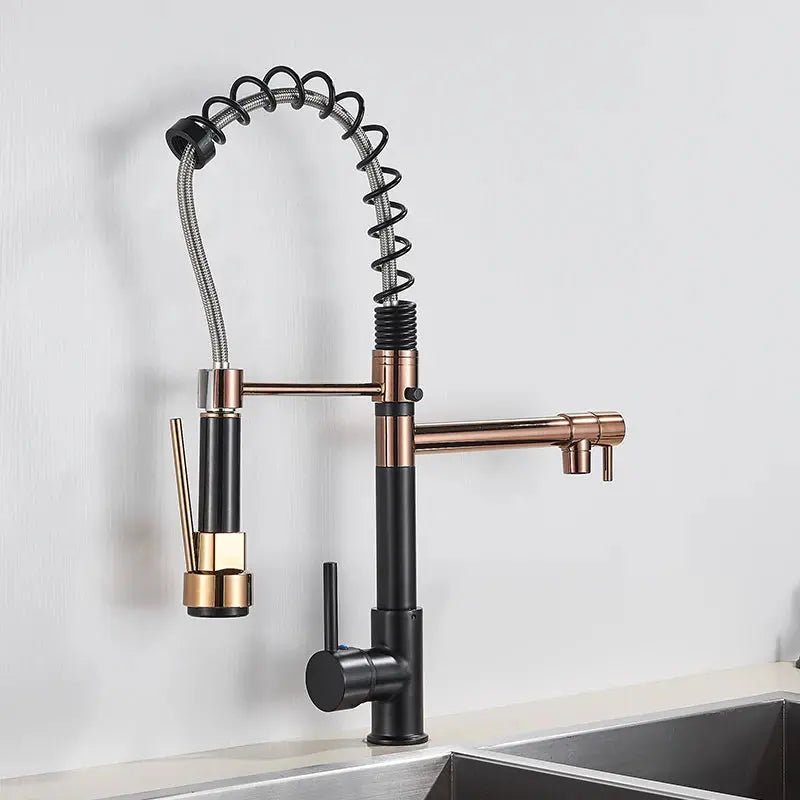 Modern Brass Kitchen Tap – 360° Swivel, Hot & Cold Mixer, Pull - Down Spray - Kitchen Mixer Tap – 360° SwivelBathroomLux