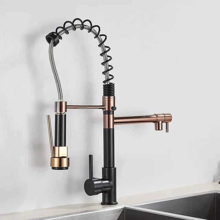 Modern Brass Kitchen Tap – 360° Swivel, Hot & Cold Mixer, Pull - Down Spray - Kitchen Mixer Tap – 360° SwivelBathroomLux