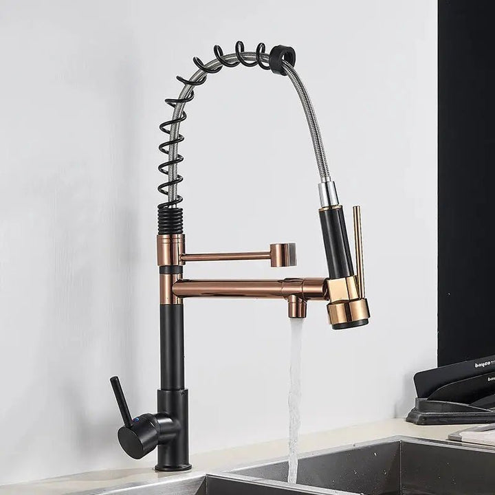 Modern Brass Kitchen Tap – 360° Swivel, Hot & Cold Mixer, Pull - Down Spray - Kitchen Mixer Tap – 360° SwivelBathroomLux