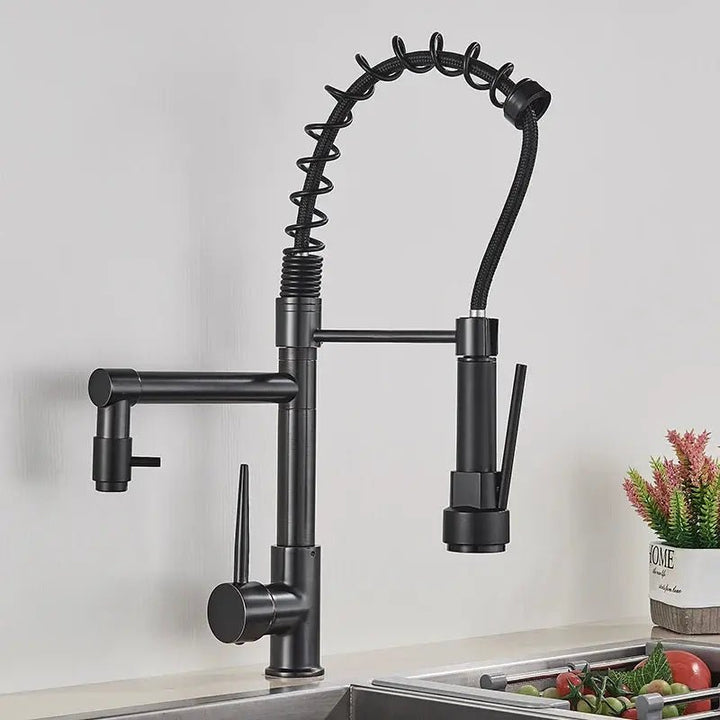 Modern Brass Kitchen Tap – 360° Swivel, Hot & Cold Mixer, Pull - Down Spray - Kitchen Mixer Tap – 360° SwivelBathroomLux