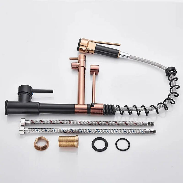 Modern Brass Kitchen Tap – 360° Swivel, Hot & Cold Mixer, Pull - Down Spray - Kitchen Mixer Tap – 360° SwivelBathroomLux