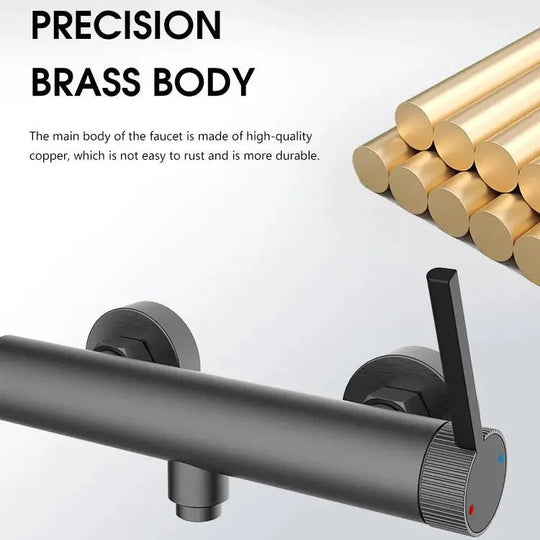 Modern Brushed Brass Freestanding Bath Shower Mixer Tap - Brushed Brass Freestanding Bath Shower Mixer TapBathroomLux