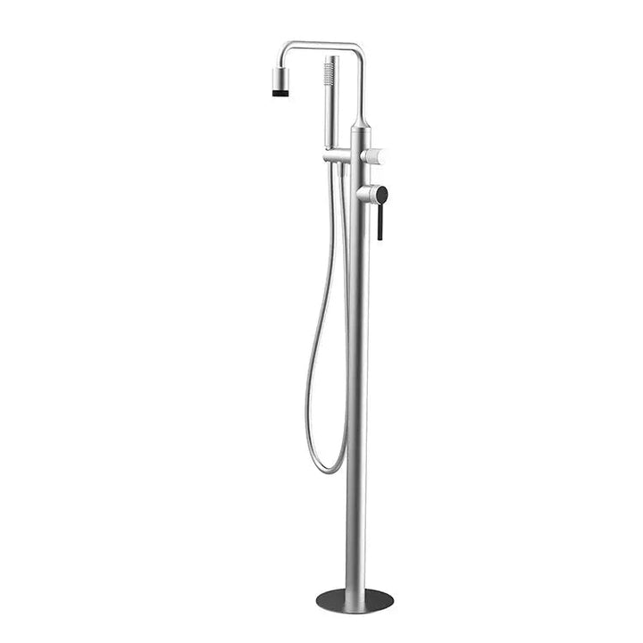 Modern Brushed Brass Freestanding Bath Shower Mixer Tap - Brushed Brass Freestanding Bath Shower Mixer TapBathroomLux