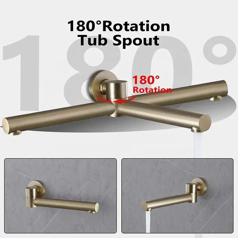 Modern Brushed Gold Dual Handle Rainfall Shower Set | Concealed Design - conceal showerBathroomLux