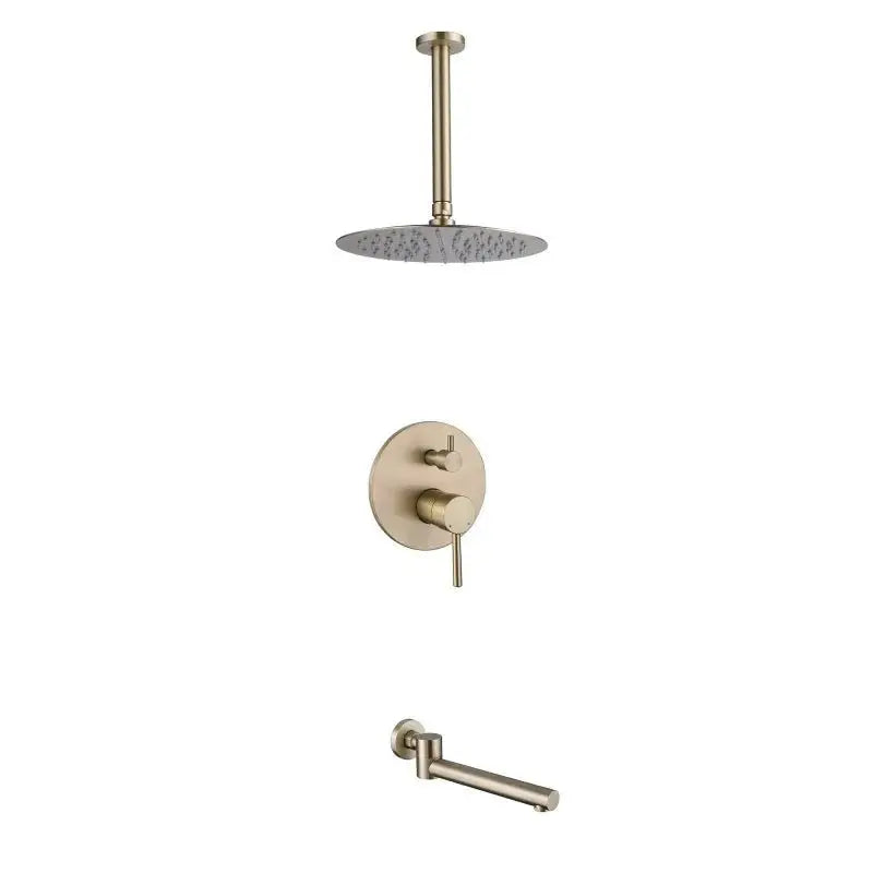 Modern Brushed Gold Dual Handle Rainfall Shower Set | Concealed Design - conceal showerBathroomLux