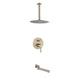 Modern Brushed Gold Dual Handle Rainfall Shower Set | Concealed Design - conceal showerBathroomLux