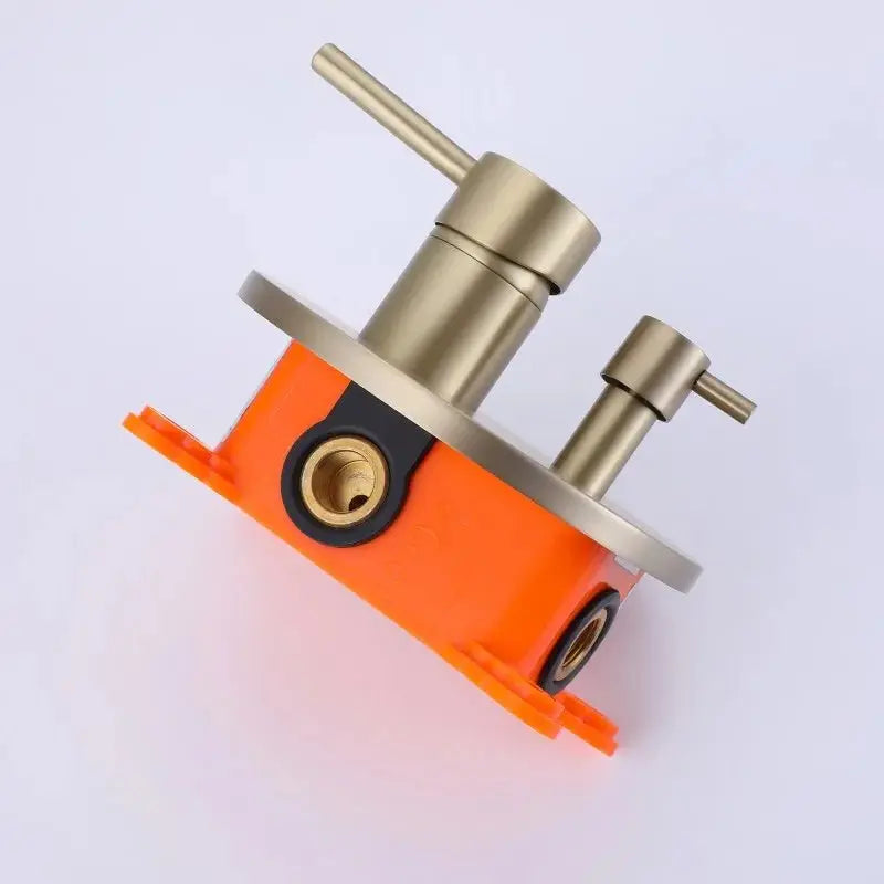 Modern Brushed Gold Dual Handle Rainfall Shower Set | Concealed Design - conceal showerBathroomLux