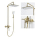 Modern Brushed Gold Shower Set – Brass Square Rainfall Mixer & Exposed Faucet System - Bathtub & Shower FaucetsBathroomLux