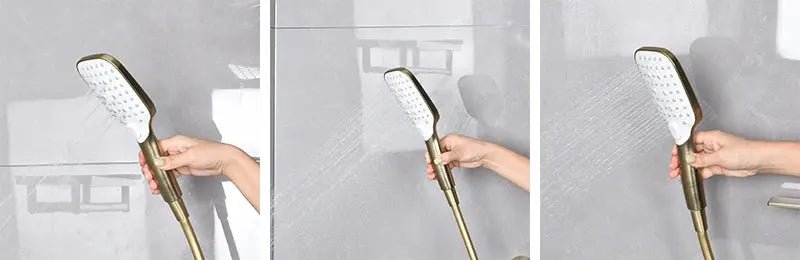 Modern Brushed Gold Shower Set – Brass Square Rainfall Mixer & Exposed Faucet System - Bathtub & Shower FaucetsBathroomLux