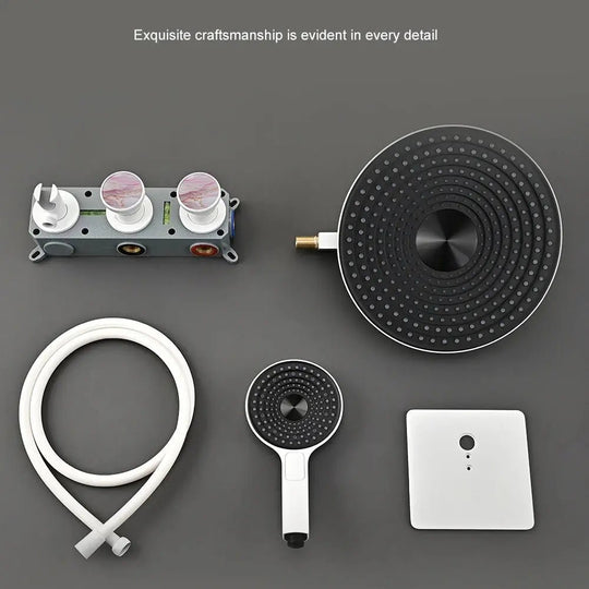 Modern Concealed Thermostatic Shower Set – Brass Rainfall System - Concealed Rain Shower SystemBathroomLux