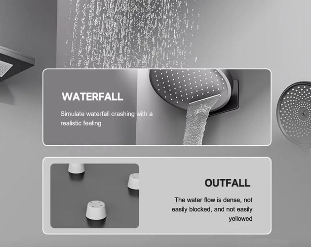 Modern Concealed Thermostatic Shower Set – Brass Rainfall System - Concealed Rain Shower SystemBathroomLux