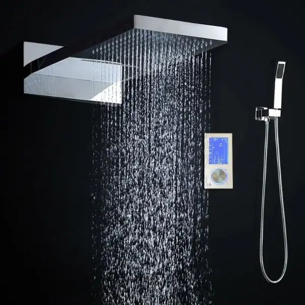 Modern Digital Thermostatic Shower Set Ceiling Rainfall Shower - bathroomBathroomLux