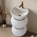 Modern French Art Pedestal Basin – Freestanding Artificial Stone Hand Wash Sink - luxury pedestal sinkBathroomLux