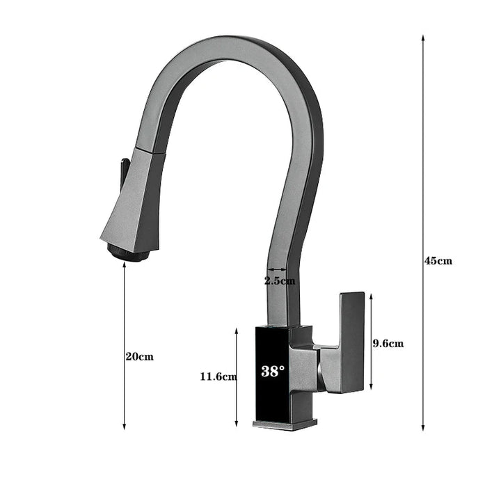 Modern Grey Digital display, Pull - out Kitchen Faucets with Four Function - BathroomLux