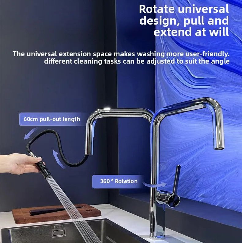 Modern Kitchen Faucet Pull Out Spray Chrome Single Handle Mixer Tap - 2 - Way Smart Touch Pull Down Kitchen FaucetBathroomLux