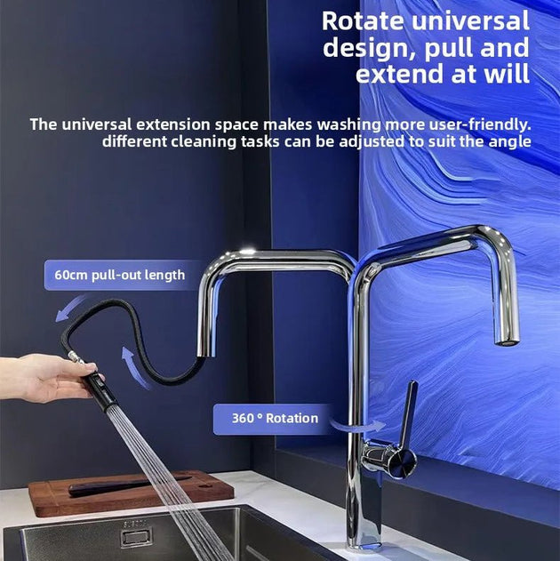 Modern Kitchen Faucet Pull Out Spray Chrome Single Handle Mixer Tap - 2 - Way Smart Touch Pull Down Kitchen FaucetBathroomLux