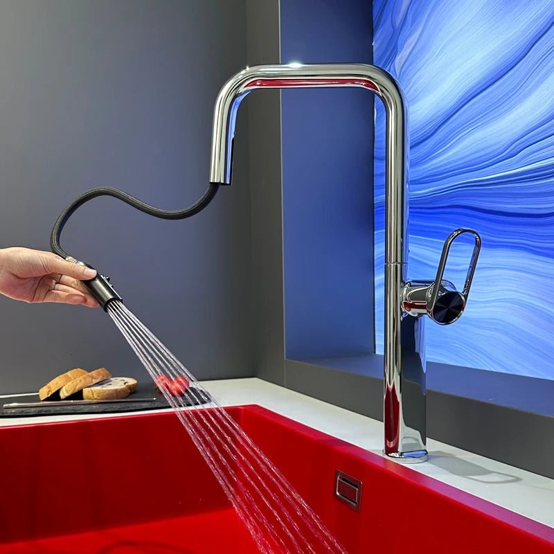 Modern Kitchen Faucet Pull Out Spray Chrome Single Handle Mixer Tap - 2 - Way Smart Touch Pull Down Kitchen FaucetBathroomLux