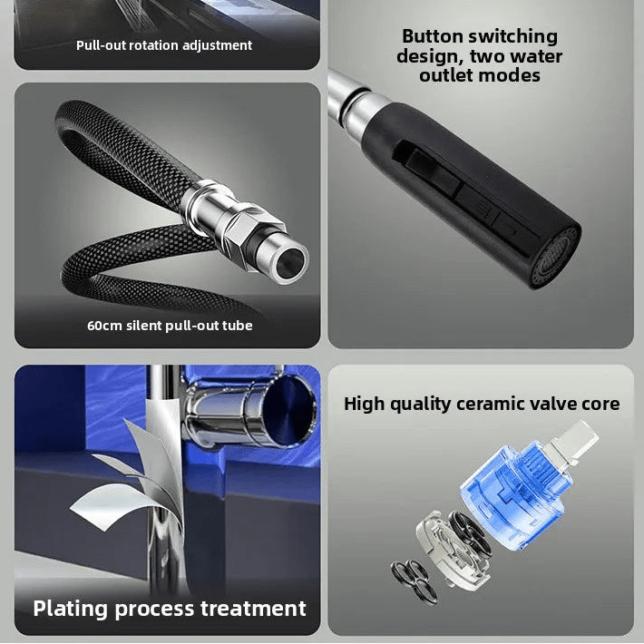 Modern Kitchen Faucet Pull Out Spray Chrome Single Handle Mixer Tap - 2 - Way Smart Touch Pull Down Kitchen FaucetBathroomLux