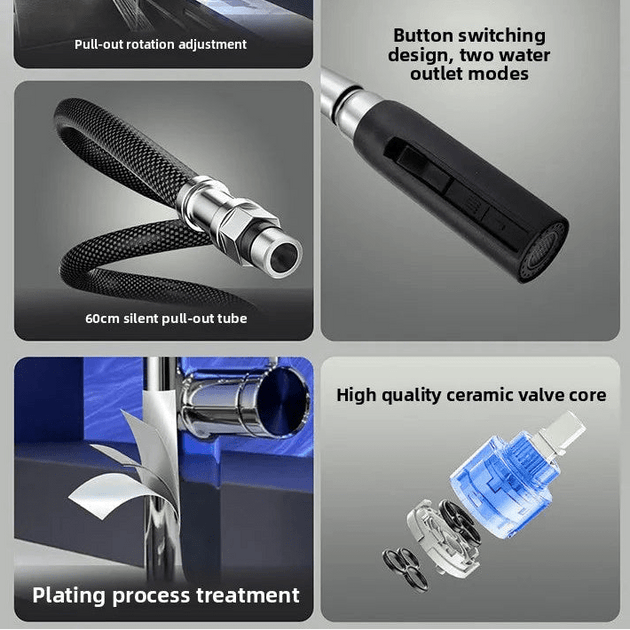 Modern Kitchen Faucet Pull Out Spray Chrome Single Handle Mixer Tap - 2 - Way Smart Touch Pull Down Kitchen FaucetBathroomLux