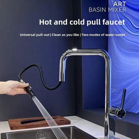Modern Kitchen Faucet Pull Out Spray Chrome Single Handle Mixer Tap - 2 - Way Smart Touch Pull Down Kitchen FaucetBathroomLux