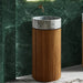 Modern Marble and Wood Grain Washbasin – Stainless Steel Base with White Stone Sink - Vessel Sinks ukBathroomLux