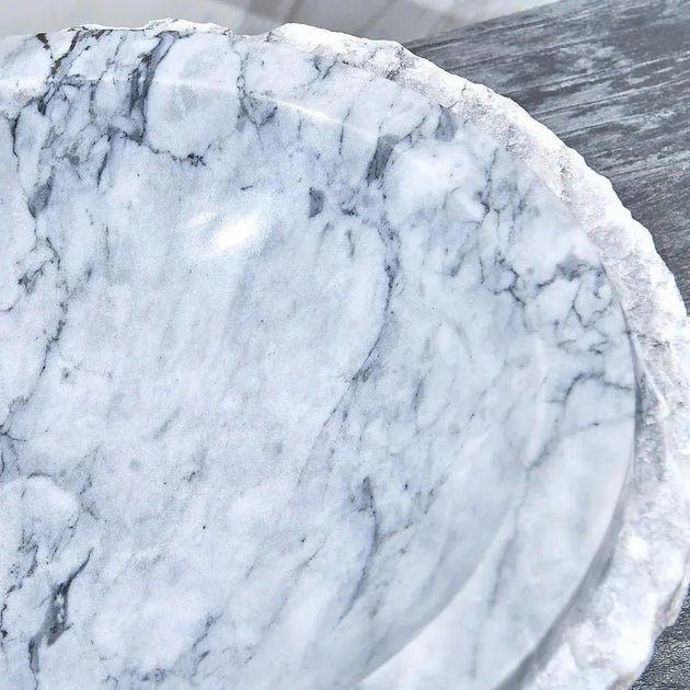 Modern Oval Carrara Marble Countertop Basin - marble counter top basinBathroomLux