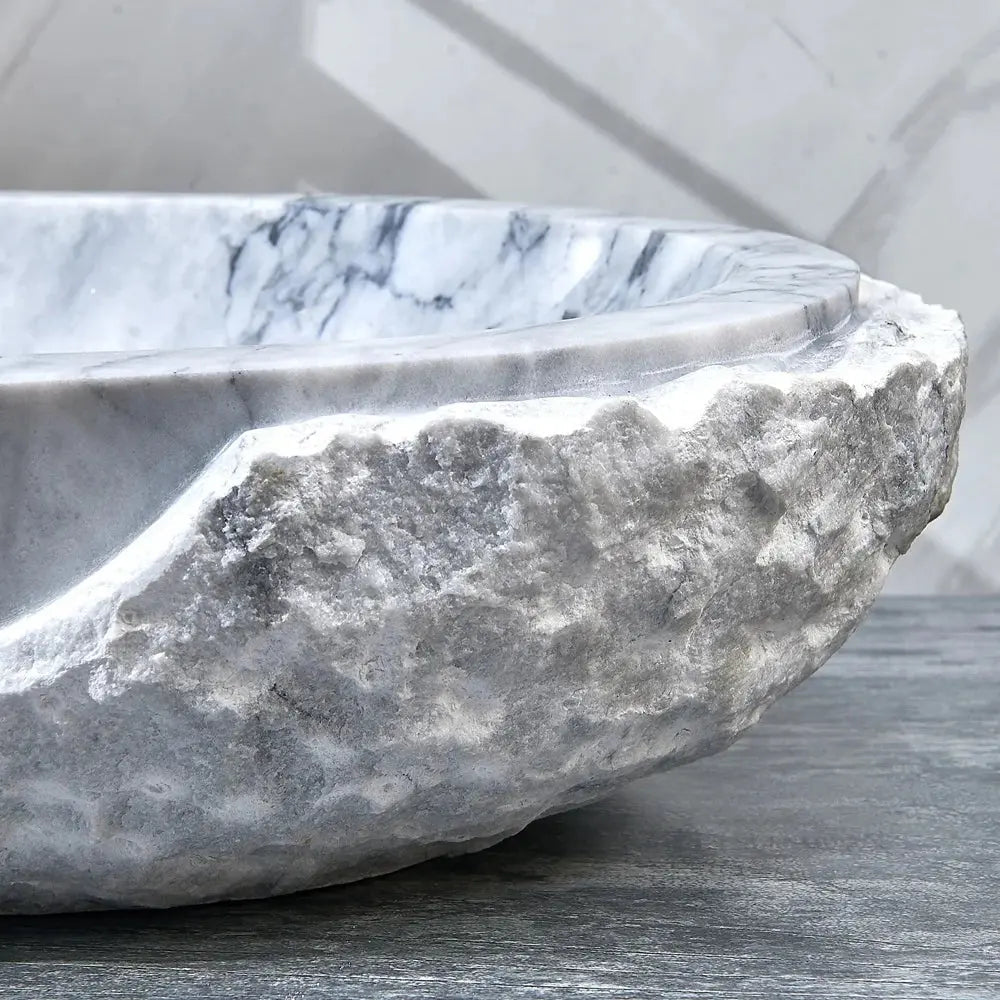 Modern Oval Carrara Marble Countertop Basin - marble counter top basinBathroomLux