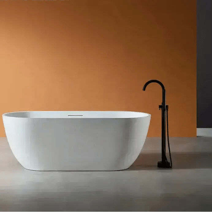 Modern Oval Freestanding Bathtub – Artificial Stone Spa Design In Blue - Center drain freestanding tubBathroomLux