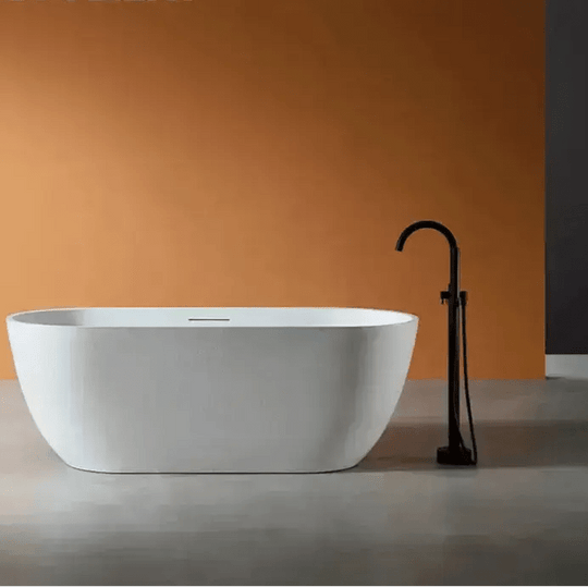 Modern Oval Freestanding Bathtub – Artificial Stone Spa Design In Blue - Center drain freestanding tubBathroomLux