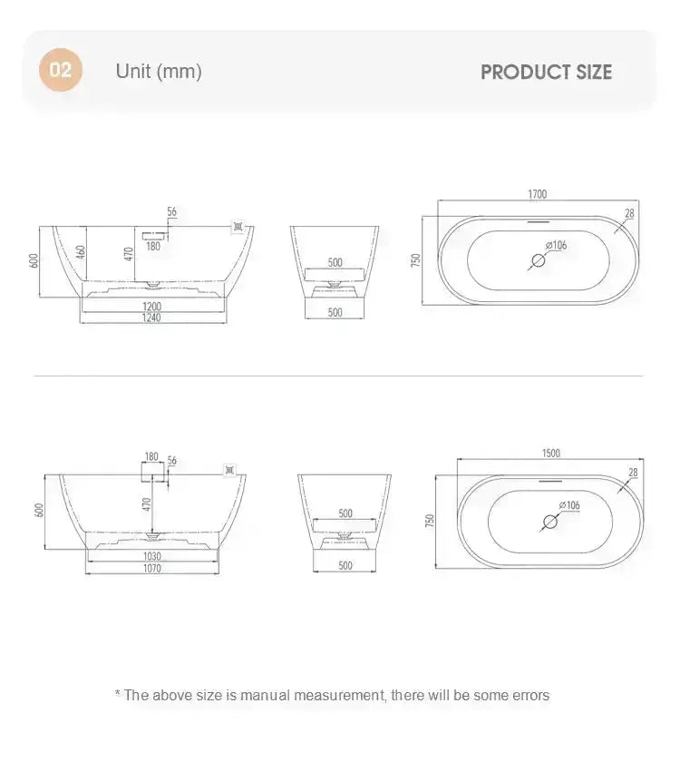 Modern Oval Freestanding Bathtub – Artificial Stone Spa Design In Blue - Center drain freestanding tubBathroomLux