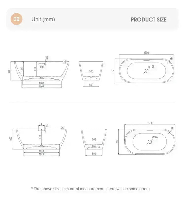 Modern Oval Freestanding Bathtub – Artificial Stone Spa Design In Blue - Center drain freestanding tubBathroomLux