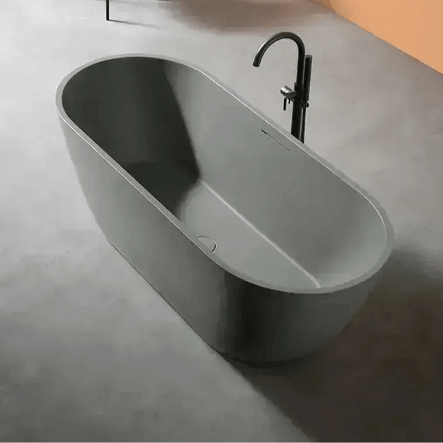 Modern Oval Freestanding Bathtub – Artificial Stone Spa Design In Blue - Center drain freestanding tubBathroomLux