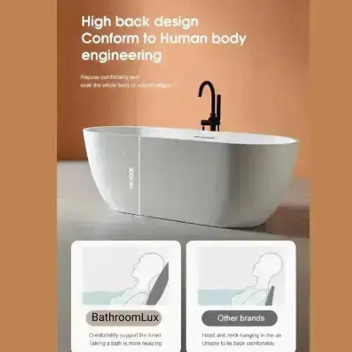 Modern Oval Freestanding Bathtub – Artificial Stone Spa Design In Blue - Center drain freestanding tubBathroomLux