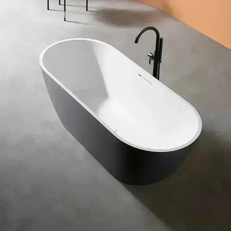 Modern Oval Freestanding Bathtub – Artificial Stone Spa Design In Blue - Center drain freestanding tubBathroomLux