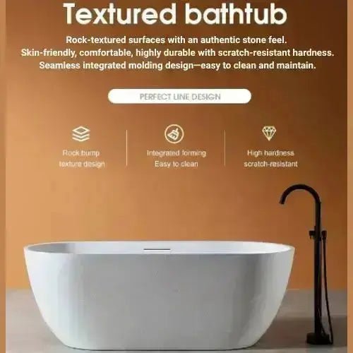 Modern Oval Freestanding Bathtub – Artificial Stone Spa Design In Blue - Center drain freestanding tubBathroomLux