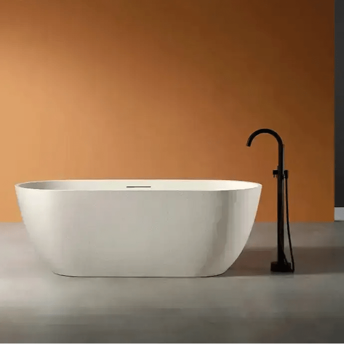 Modern Oval Freestanding Bathtub – Artificial Stone Spa Design In Blue - Center drain freestanding tubBathroomLux