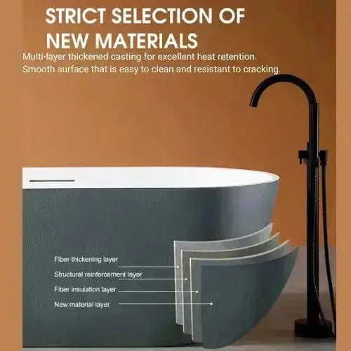 Modern Oval Freestanding Bathtub – Artificial Stone Spa Design In Blue - Center drain freestanding tubBathroomLux