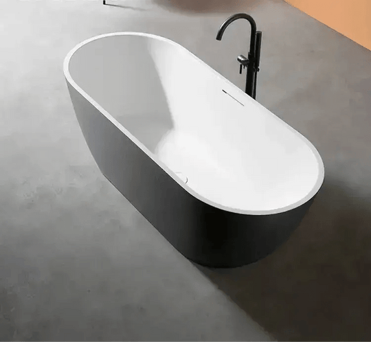 Modern Oval Freestanding Bathtub – Artificial Stone Spa Design In Gray - Best freestanding bathtub UKBathroomLux