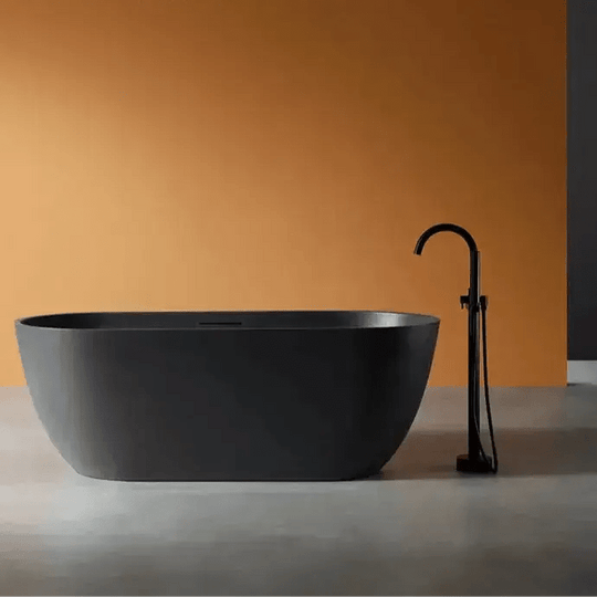 Modern Oval Freestanding Bathtub – Artificial Stone Spa Design In Gray - Best freestanding bathtub UKBathroomLux