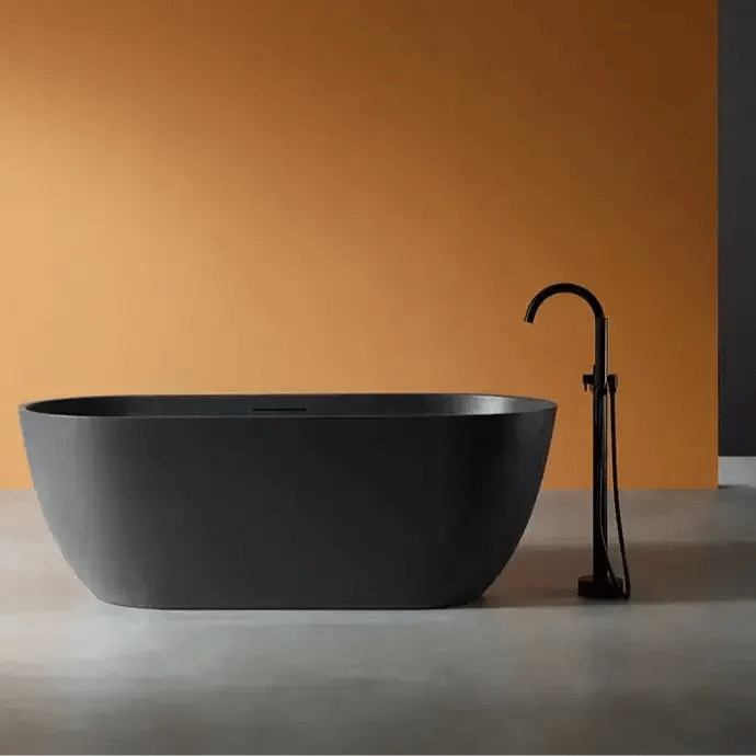 Modern Oval Freestanding Bathtub – Artificial Stone Spa Design In Gray - Best freestanding bathtub UKBathroomLux