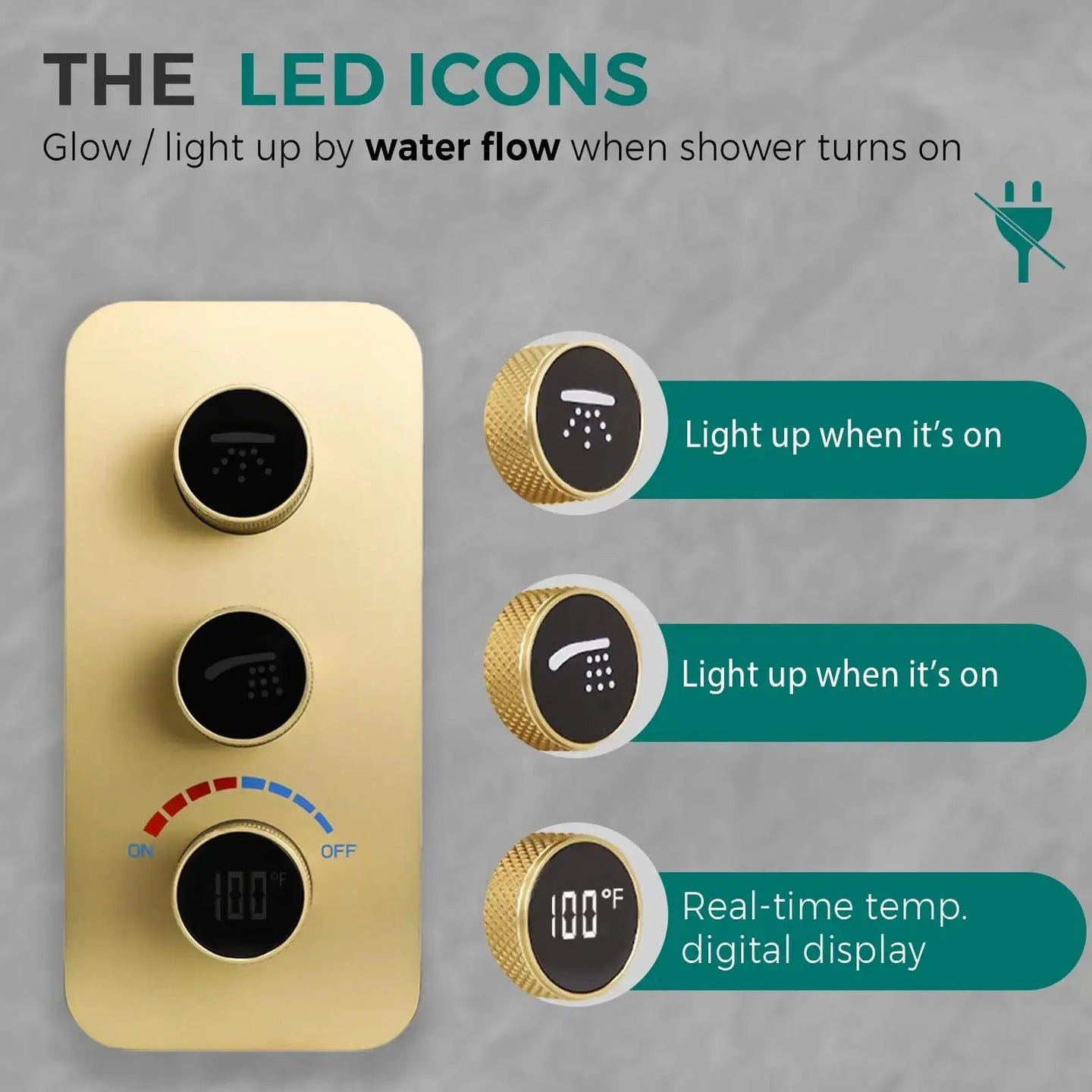 Modern Square Wall - Mounted Luxury Shower Set – Hot & Cold Mixer - Concealed Rain Shower SystemBathroomLux