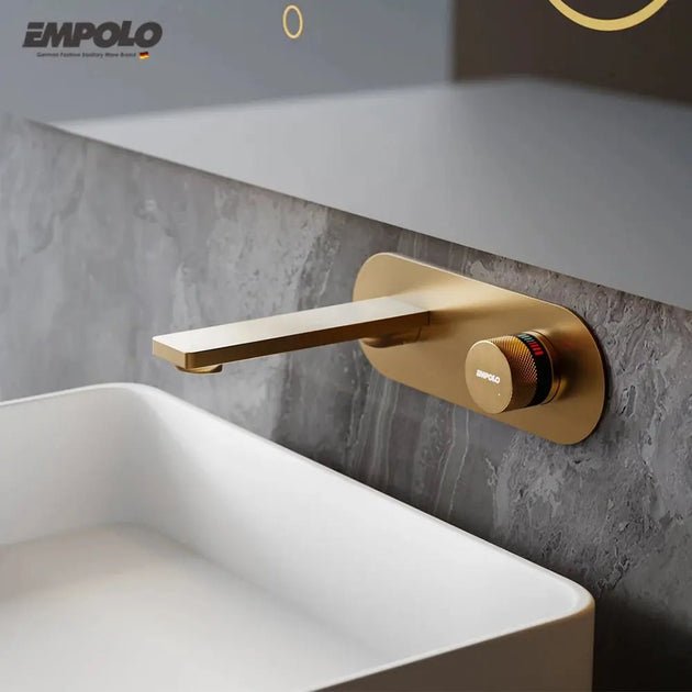 Modern Wall Mount Faucet – Single Hole Bathroom Tap in Black - wall mount faucetBathroomLux