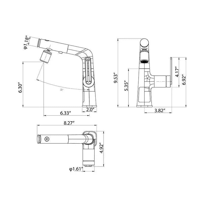 Multifunctional Bathroom Faucet – Pull - Out Basin Faucet with Digital Display - Bathroom Taps Deck MountedBathroomLux