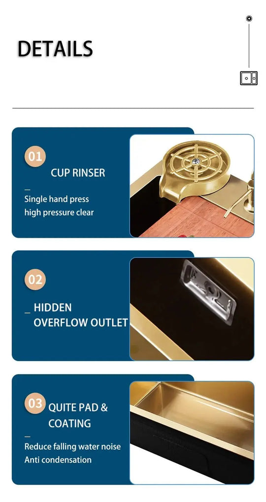 Nano 304 Stainless Steel Kitchen Sink with Waterfall Digital Display Faucet - kitchenBathroomLux