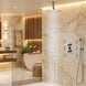 Nickel Rainfall Shower Head With Handheld | Square Thermostatic Shower System - 3 - Function Exposed Shower SystemBathroomLux